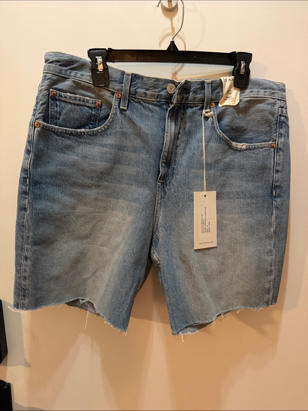 Travedenim High-Rise Light Blue Denim Cutoff Shorts